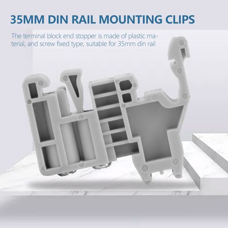 50 pièces butées d'extrémité pour bornier sur rail DIN, fixation à vis, compatibles rail 35mm, modèle 12 (1/5)