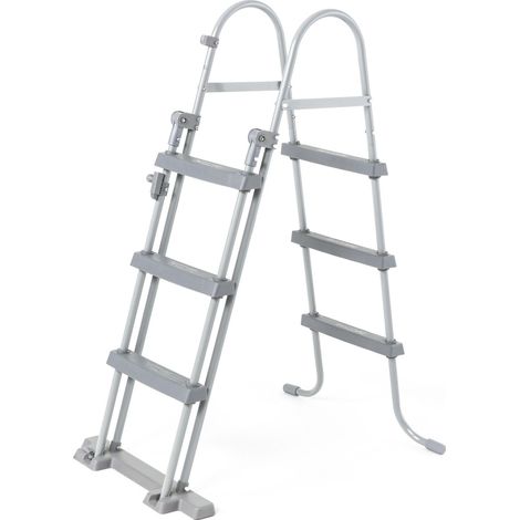 Scaletta di sicurezza per piscine in metallo antiruggine e gradini ultra-resistenti BESTWAY - 107 cm