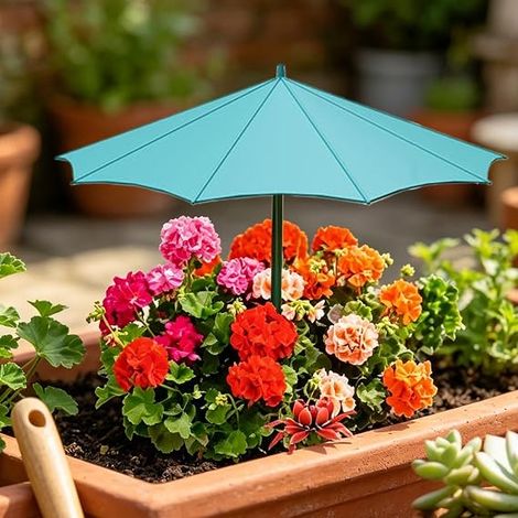 Abat-jour pour plantes d'extérieur – Petit parasol – 26,4 cm pour fleur avec piquet – Pour extérieur, cour, balcon, lit, pot de fleurs (1/5)