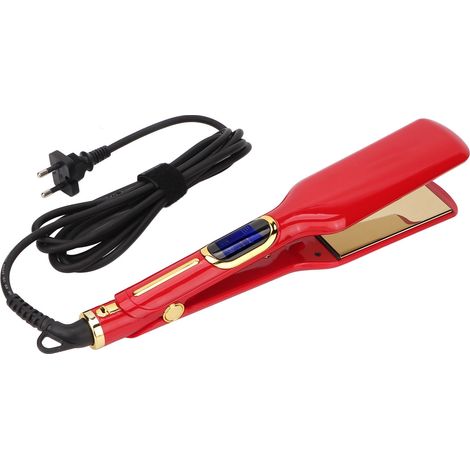 Fer à lisser en céramique rouge avec poignée ergonomique, chauffe rapide et thermostat intelligent, idéal pour les salons de coiffure. (1/5)