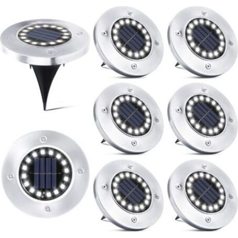 BUNTHAUS 16 LED Lampe Solaire Extérieur-8 Pièces Spot Solaire Jardin Etanche Lampadaire pour Passerelle Chemin Terrasse Cour Souterraine Encastrer Pelouse-AIMOONSA