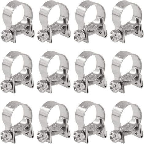 Lot de 12 colliers de serrage en acier inoxydable 304, diamètre 13–15 mm (1/5)