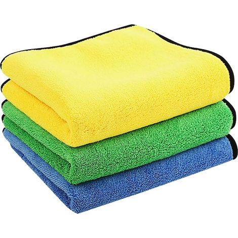 Chiffons en Microfibre Voiture Lot de 3, 60 x 30 cm Ultra Absorbants Serviettes en Microfibre - Séchage Rapide, Réutilisable pour Nettoyage, Polissage de Voiture ou Usage Domestique (1/5)