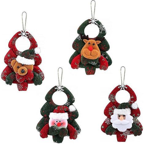 Lot de 4 pendentifs de Noël à suspendre, représentant le Père Noël. Décoration pour sapin de Noël-16X12CM