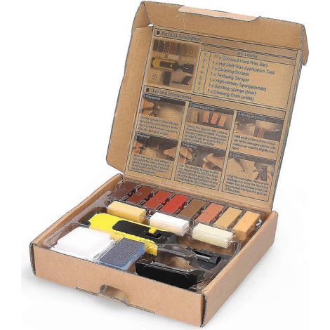 Kit de réparation pour parquet stratifié, kit de réparation de sols, kit d'outils multifonctionnels pour réparer les rayures sur les planchers en bois. (1/5)