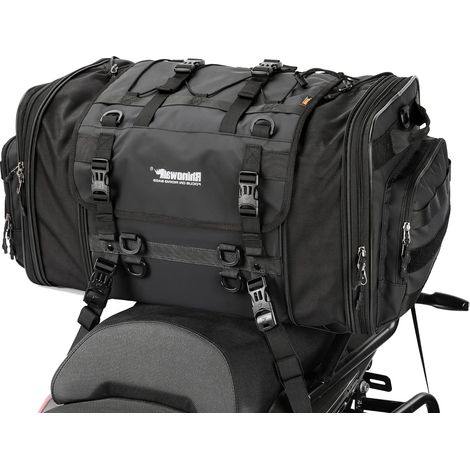 Sacoche Moto 40-60L Etanche Réfléchissante Extensible - Sac de Selle et Porte Bagage Avec Housse de Pluie - Bagagerie Cavalière (1/5)