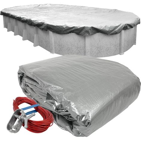 Bâche d'hiver pour Piscine Hors Sol Argenté 4,6 x 8,2 m (1/5)