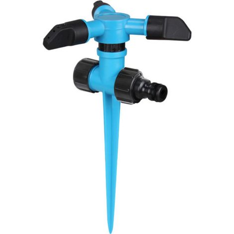 Blauer 3-teiliger automatischer Rasensprenger mit 360°-Drehfunktion und drei Armen (1/5)