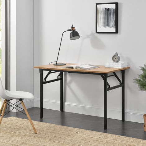 Table pliante 120 x 60 cm – Hauteur réglable 75-76,4 cm – Pour 4 personnes – MDF hêtre noir – Pieds en métal – [Neu.Haus]