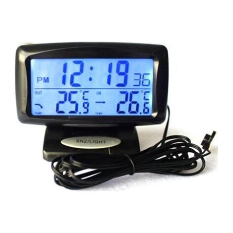 2 in 1 Car Kit with Electronic Clock and LED Thermometer, Dual Interior and Exterior Temperature Measuring Tool (1/4)