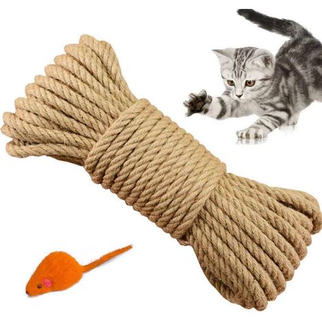 Corde de Sisal Naturel 6mm Remplacement Cordage Ancien Accessoire Idéal pour remplacer Poteaux de l'arbre à Chat (10m, Marron) (1/5)