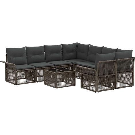 Gartensofa-set 9 stk. Grau Poly-Rattan vidaXL (1/5)