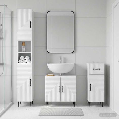 vidaXL Juego de armarios de baño de 3 piezas HAARLEM Blanco Brillante (1/5)