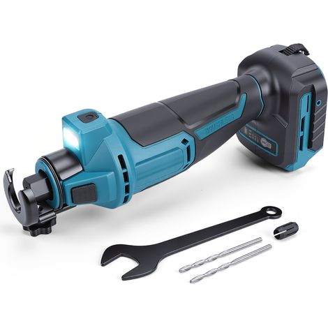 Sega rotativa a spirale Makita da 18 V senza fili per il taglio del cartongesso, regolabile a 3 velocità con motore brushless fino a 22011 giri/minuto, kit compatto per il taglio di legno e cartongess