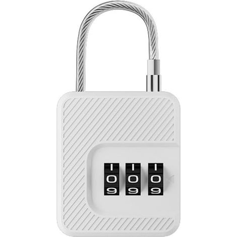 3-digit combination padlock in ABS steel (white) (1/5)