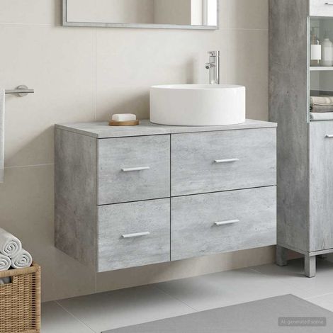 Beyamis Ensemble de meubles de salle de bain 2 pièces Gris béton (1/5)