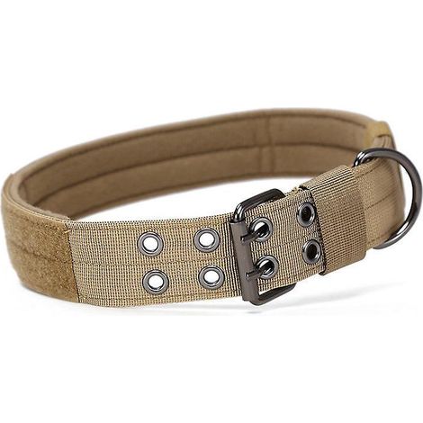 (XL, Braun) Taktisches Hundehalsband, verstellbares Militär-Nylon-Hundehalsband für mittelgroße und große Hunde zum Training (1/5)