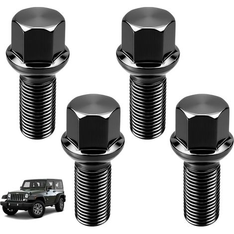 4x Boulons de Roue M14x1,5x28mm Siège Sphérique R13 CLÉ 17mm Zingués en Acier Allié 35Cr Noire Revêtement Antirouille A/G Compatibles avec Jantes Aftermarket (1/5)