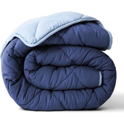 Couette réversible en Duvet Alternatif Toutes Saisons pour la literie de dortoir Microfibre Respirante pour lit Simple/lit Simple XL, Bleu Clair/Bleu (1/5)