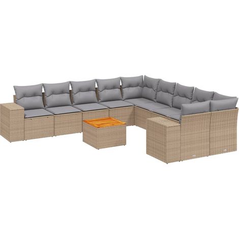 Maison Exclusive - Set de sofás de jardín 11pzas con cojines ratá (1/3)