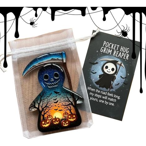 Carte d'Halloween inspirante (8 cm) Pendentif décoratif mignon en acrylique Petit ornement Carte de poche Convient aux enfants (1/5)