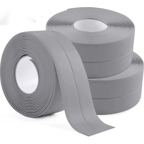 3 Rollen wasserdichtes Dichtungsband aus PVC, selbstklebend, für Bad, Küche, WC und Badewanne (Grau) - MODOU (1/5)