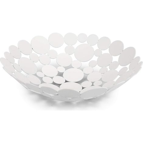 1 Panier à fruits, Fer, Blanc, 30x9cm, Bol de rangement, Ventilation optimale, Cuisine et salle à manger