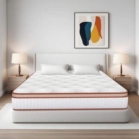 Matelas 140x200 cm, Très Épais 25 cm.Mousse Multicouche et Noyau à Ressorts - 7 Zones Ergonomique, Respirant,Hypoallergénique,Confort Extra pour Adultes