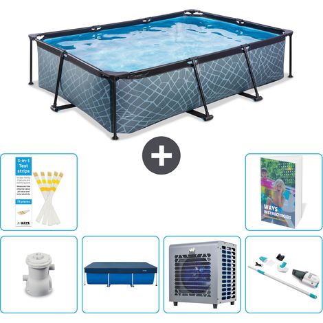 Exit-toys Piscina Exit Rettangolare - Effetto pietra - 300x200x65 cm - 7-pezzi  S199 (1/5)
