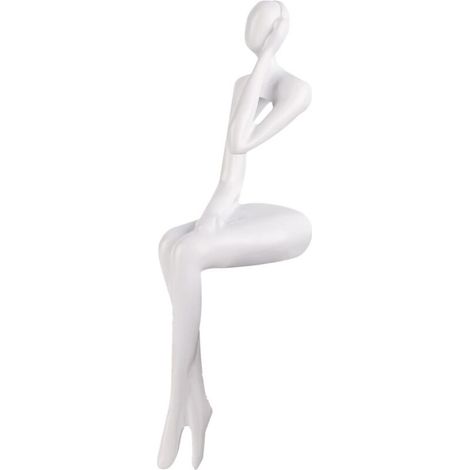 Statue Assise du Philosophe Blanche, Sculpture Abstraite Minimaliste en Résine, Décoration Étagère Maison & Bureau, Salon, Table (1/5)