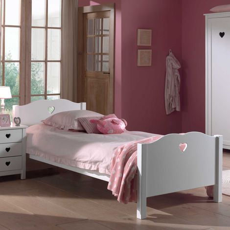 Lit enfant Amori 90x200cm pour fille - blanc