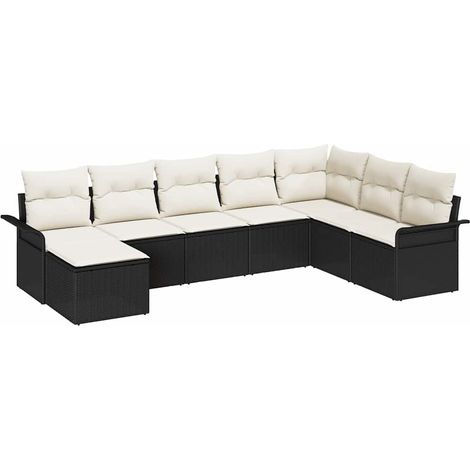 Maison Exclusive - Set Divano da Giardino con cuscino 8 pcs Nero Poly Rattan