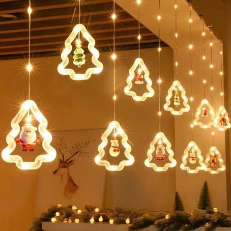 1 Guirlande lumineuse fenêtre, LED blanc chaud, télécommande, alimentation USB/pile, décoration Noël intérieur (1/5)