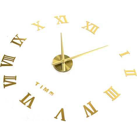 Horloge murale à faire soi-même, sans cadre, autocollante, effet décoratif 3D, mouvement silencieux, horloge flottante pour chambre (1/5)