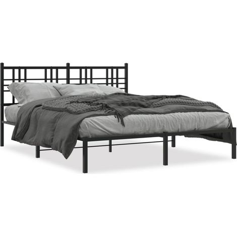 Maison Exclusive - Cadre de lit métal sans matelas avec tête de lit noir 150x200cm (1/5)