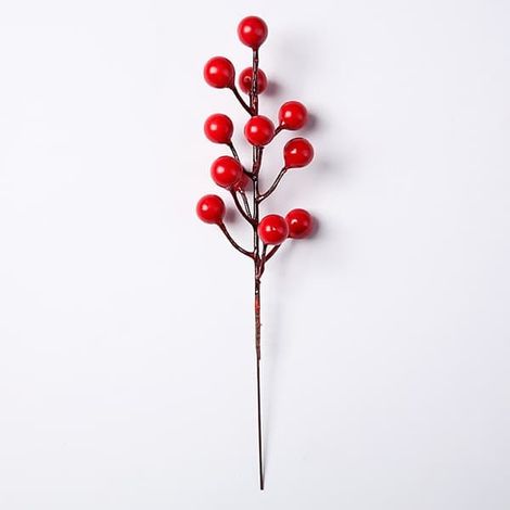 20 bouquets de branches de baies artificielles rouges (deux), branches de baies rouges artificielles de Noël, branches de baies artificielles (1/5)