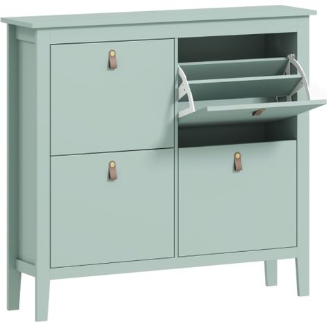Stylish Green Four-Drawer Shoe Cabinet for Organized Storage Solutions