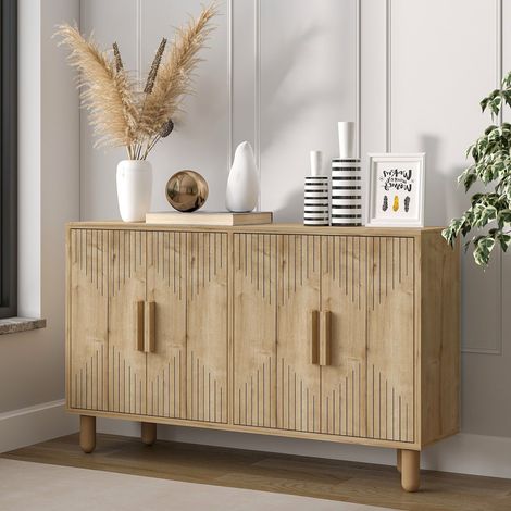 Credenza Colzano, Madia 2 Ripiani, Apertura Battente, 4 Ante, 120x30x74h cm Marrone Rovere (1/5)