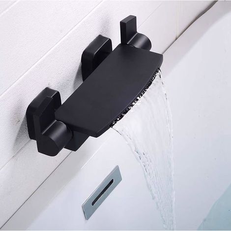 Mitigeur mural pour baignoire – Noir, cascade – Largeur ajustable 135-170 mm (1/4)