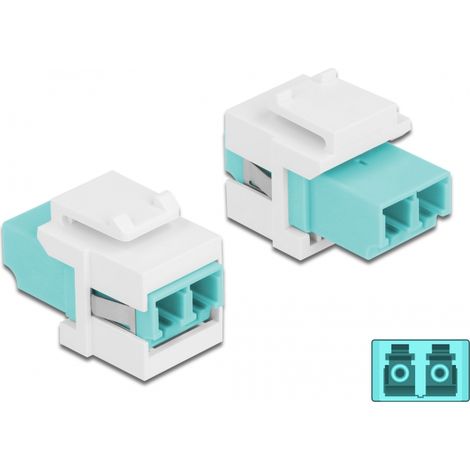 Delock MÃ³dulo Keystone LC Duplex hembra a LC Duplex hembra aguamarina / blanco