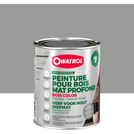 Owatrol-BOIS COLOR-Peinture pour bois extérieur opaque - Finition Mate-Alu Nacre (RAL 9006) 1 litre
