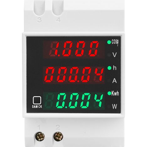 Compteur électrique Rail Din Compteur d'énergie monophasé Voltmètre Ampèremètre Numérique AC 80-300V 100A Wattmètre Compteur Consommation Electrique (1/5)