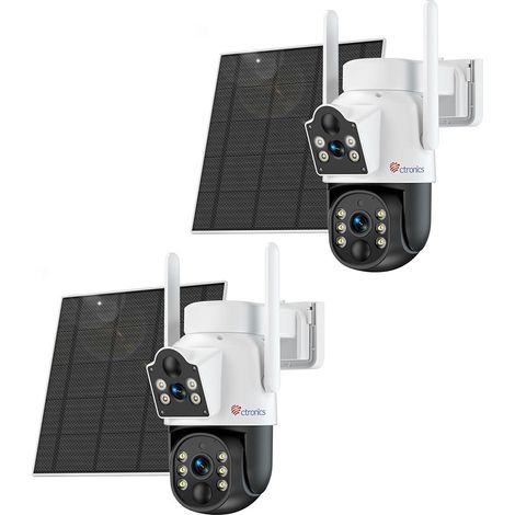 Ctronics Lot de 2 Caméra Surveillance WiFi Intérieur, 360° PTZ IP Caméra avec Détection Humaine/Mouvement, Suivi Auto, Vision Nocturne IR 20M, Audio Bidirectionnel, Sirène pour Bébé/Animaux