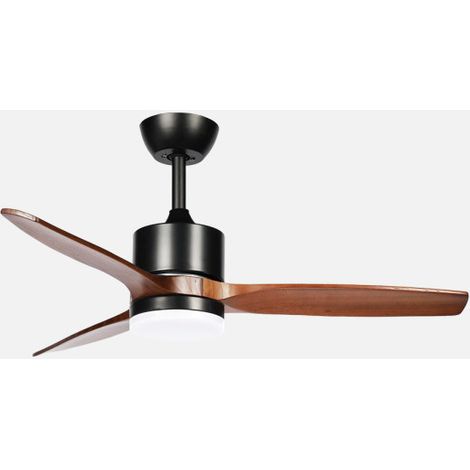 ABRILA - Ventilador DC Montiel 18W  3 Aspas  6 Velocidades  LED Integrado  Luz Opcional  Control Remoto  35/45x106x106 cm  Negro/Roble