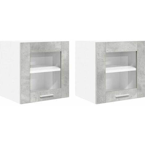 Set di 2 armadietti pensili moderni con ampio spazio di archiviazione 40 x 31 x 40 cm in legno multistrato grigio cemento 020053248