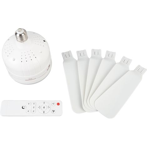 Ventilador de techo con luz y mando a distancia, 6 aspas, 46 cm de diámetro, casquillo E27, LED de 3000-6500 K para salón/dormitorio.