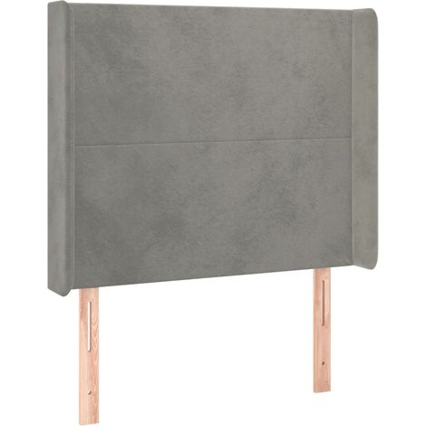 Testiera accessorio letto mobile camera da letto con bordo laterale 93 x 16 x 118/128 cm tessuto velluto grigio chiaro TDL0205103