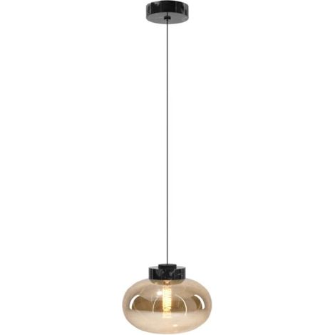 Suspension MOONSTONE noire globe ambre E27 Maxlight (1/3)
