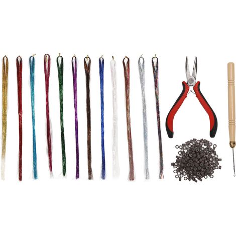 Lot de 12 fils brillants pour tresses et dreadlocks, accessoires cheveux PET pailletés, fils à tisser colorés pour coiffure (1/5)