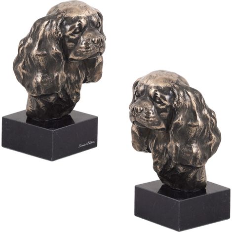 Cavalier King Charles Spaniel II - statuetta canina, busto su base di pietra, scultura, trofeo per una mostra canina di Art-Dog (1/5)